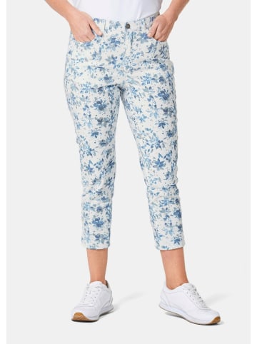 GOLDNER Druckhose Druckhose mit ausgefallenem Blumenmuster in blau / grau / gemustert