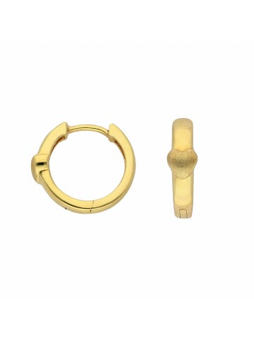 Adeliás Damen 333 Gold Ohrringe / Creolen Herz Ø 14 mm in gold