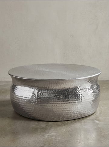 KADIMA DESIGN Couchtisch 75x31x75cm Aluminium Silber Beistelltisch orientalisch in Silbern