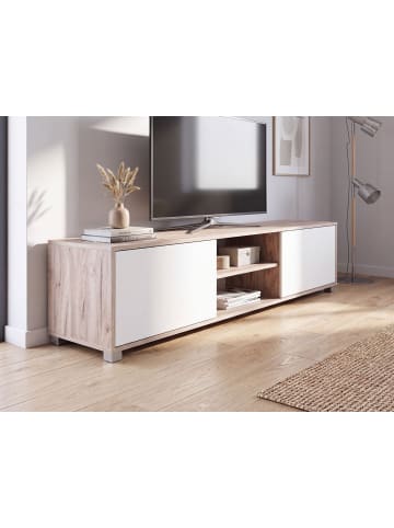Beliani TV-Schrank LINCOLN in Braun/Weiß - (W) 180 x (H) 41 x (L) 41 cm