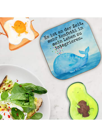 Mr. & Mrs. Panda bieruntersetzer Wal Konfetti Design mit Spruch in Weiß