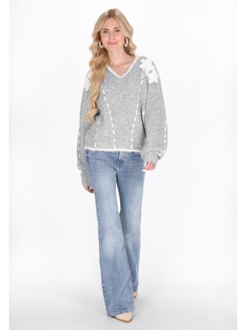 IZIA Women Sweater in light grey melange
