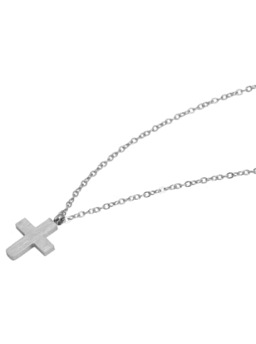 Adeliás Damen Halskette mit Anhänger – Kreuz aus Edelstahl in silber