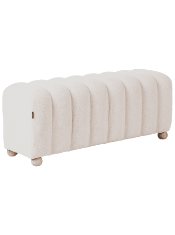 Beliani Bettbank IDYLLWILD in Weiß/Braun - (W) 111 x (H) 45 x (L) 39 cm