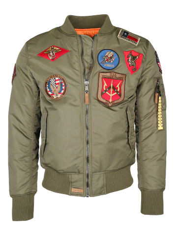 TOP GUN Bomberjacke im Pilotenstil mit Patches TG20191053 in olive