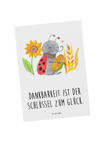 Mr. & Mrs. Panda Postkarte Erntedankfest Dankbarkeit mit Spruch in Weiß