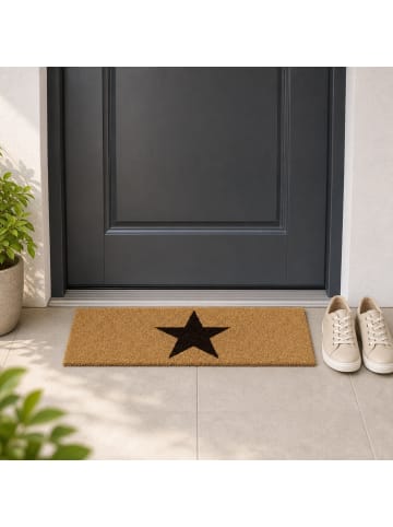relaxdays Fußmatte Stern in Natur - (B)75 x (T)25 cm