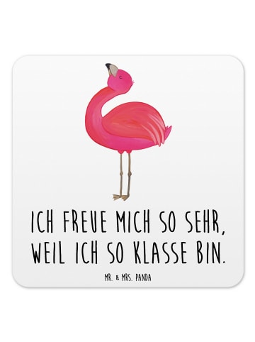 Mr. & Mrs. Panda Untersetzer Flamingo Stolz mit Spruch in Weiß