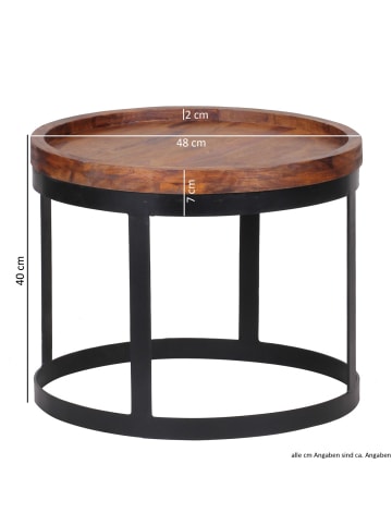 FineBuy Couchtisch in Braun / Sheesham / 53x53x45