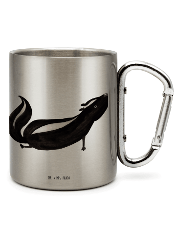Mr. & Mrs. Panda Karabiner Tasse Stinktier Yoga ohne Spruch in Silber
