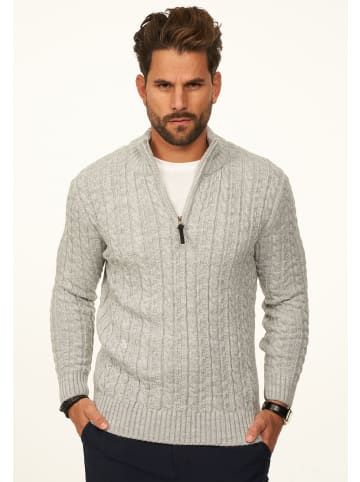DAILY COTTON Strickpullover - als Grobstrick Troyer Pulli mit Zopfmuster für Herren in Grey