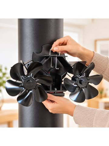 relaxdays Kaminventilator in Schwarz - (B)23,5 x (H)15 x (T)15 cm