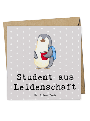 Mr. & Mrs. Panda Deluxe Karte Student Leidenschaft mit Spruch in Grau Pastell