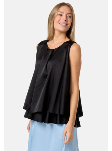 PM SELECTED Satin Overlay Top in Schwarz