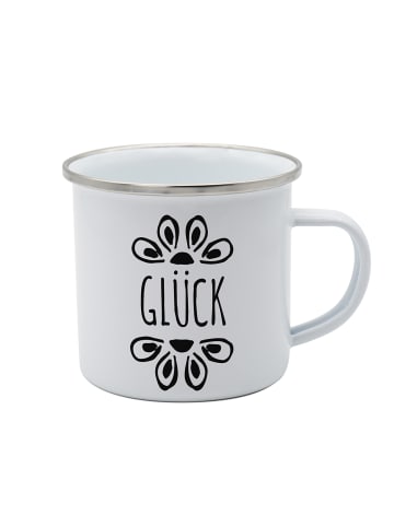 Geda Labels Tasse Glück Emaille in Weiß - 350ml