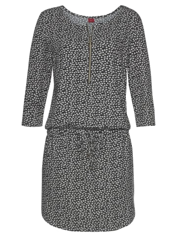 s.Oliver Jerseykleid in schwarz-creme-bedruckt