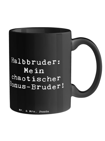 Mr. & Mrs. Panda Tasse Halbbruder Chaos mit Spruch in Schwarz