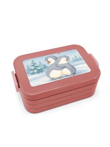 Mr. & Mrs. Panda Brotdose Pinguine Kuscheln Design ohne Spruch in Rot Pastell