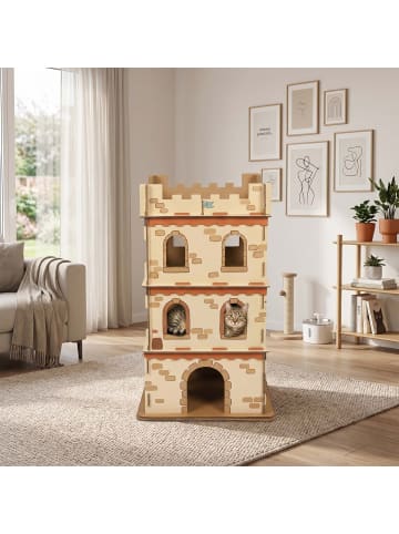 relaxdays Katzenburg in Braun - (B)62 x (H)107,5 x (T)62 cm