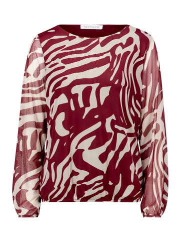 BETTY & CO Mesh-Shirt mit Gummizug in Nature/Dark Red