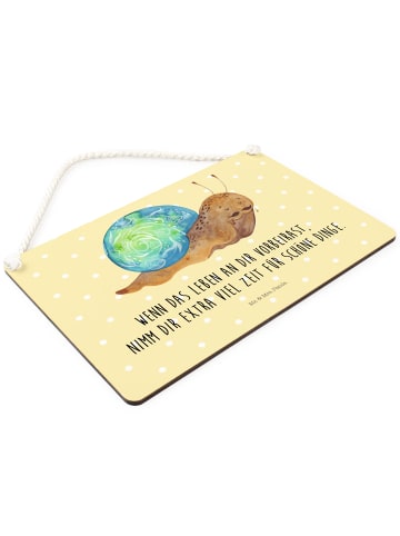 Mr. & Mrs. Panda Wandbild Holz Schnecke Sir mit Spruch in Gelb Pastell