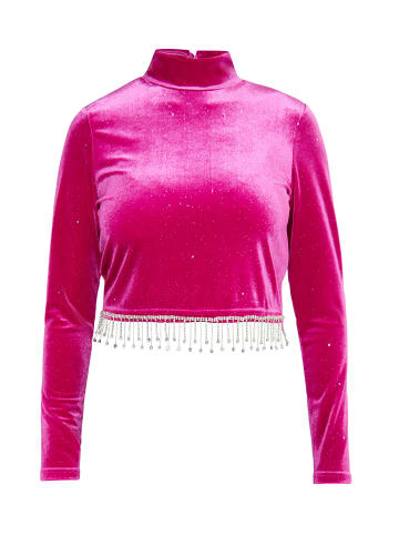 faina Glitzershirt Aus Stretchsamt in Pink