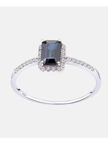 Diamant L'éternel Cluster-Ring aus 750 Weißgold mit Diamant mit Saphir