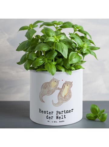 Mr. & Mrs. Panda XL Blumentopf Otter Bester Partner der Welt mit... in Weiß