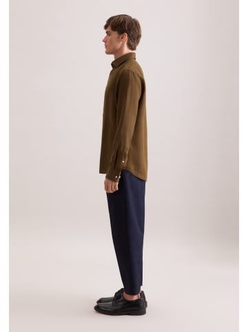 Seidensticker Leinenhemd Shaped in Grün