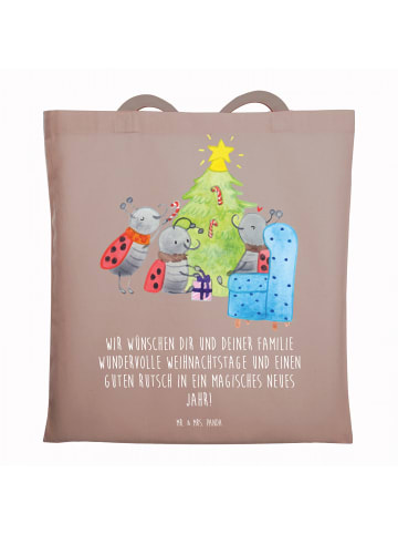 Mr. & Mrs. Panda Tragetasche Weihnachten Smörle mit Spruch in Braun Pastell