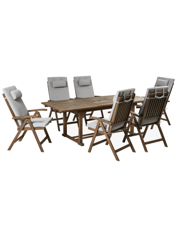 Beliani 7-tlg Gartentisch Set AMANTEA PREMIUM in Braun/Grau