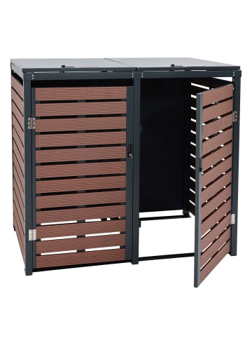 MCW 2er Mülltonnenverkleidung MCW-K14, Walnuss-Holzoptik
