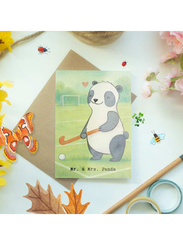 Mr. & Mrs. Panda Beileidskarte Panda Hockey spielen Design ohne ... in Weiß