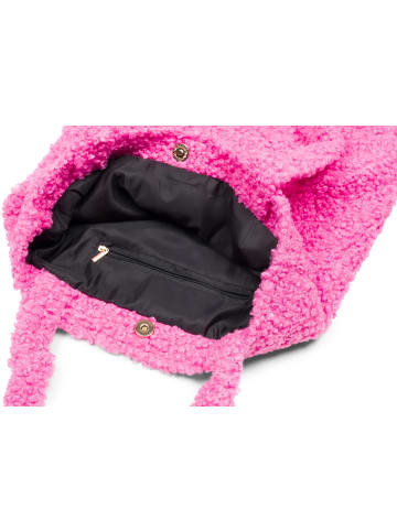 styleBREAKER Teddyfell Schultertasche in Pink