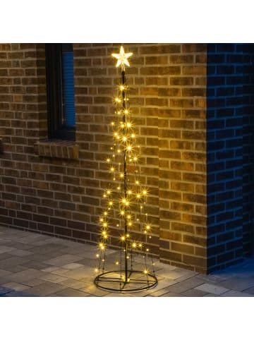 MARELIDA LED Lichterbaum mit Sternspitze 6 Stränge für Außen H: 1,2m in schwarz