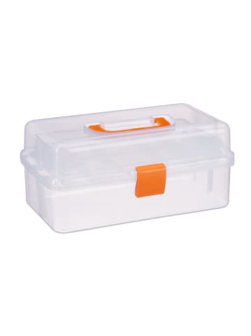 relaxdays 10x Plastikbox in Transparent/ Orange - (B)33 x (H)14 x (T)19 cm