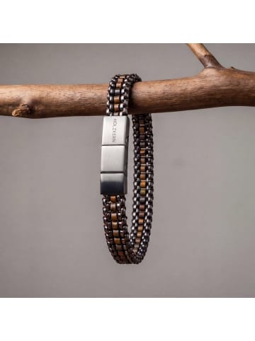 Herrenarmband Edelstahl Offroad Bronzit/Grau Braun