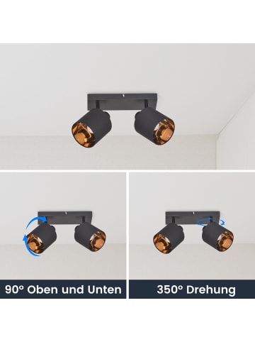 ZMH Deckenleuchte in schwarz 2-flammige E14 Vintage mit Stoffschirm