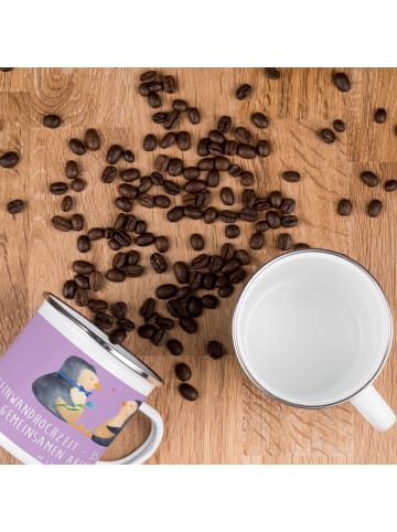 Mr. & Mrs. Panda Tasse 35. Hochzeitstag Leinwandhochzeit mit Spruch in Lavendeltraum