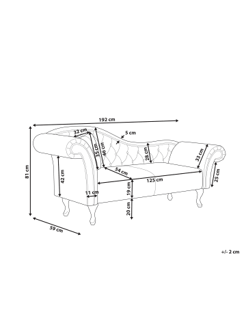 Beliani Chaiselongue LATTES II in Grün/Braun - (W) 192 x (H) 81 x (L) 59 cm