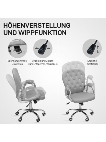 Vinsetto Bürostuhl-L59,5 x B60,5 x H93-103 cm-Hellgrau