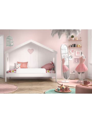 58 aufm Kessel HAUSBETT Kamila 2 213x172x99 mit Rückwand aus Massivholz+MDF in Weiß