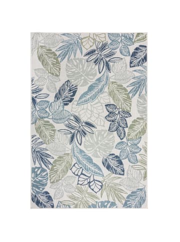 KADIMA DESIGN Outdoor Teppich Naturmotive, Floral, Balkon schmutzabweisend in Blau-Grün