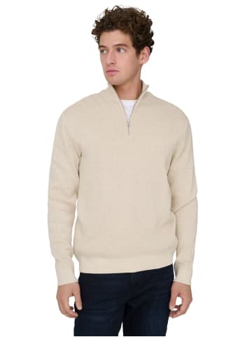 Only&Sons Pullover ONSTING REG HALF ZIP KNIT in Beige
