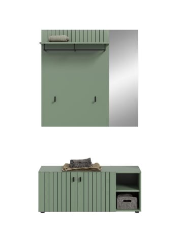 ebuy24 Garderobenmöbel Station Staubgrün 106 x 37 cm