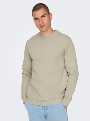 Only&Sons Basic Sweatshirt Langarm Pullover ohne Kapuze ONSCERES in Beige-2