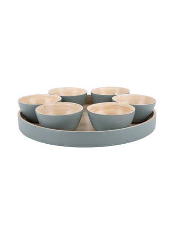 Present Time Schalen für Snacks PURO mit Tablett, 6er-Set in Khaki