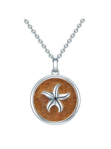 Strandglück Halskette Seestern Sterling Silber Sand in silber