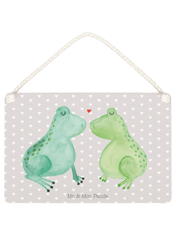 Mr. & Mrs. Panda Schild Frosch Liebe ohne Spruch in Grau Pastell