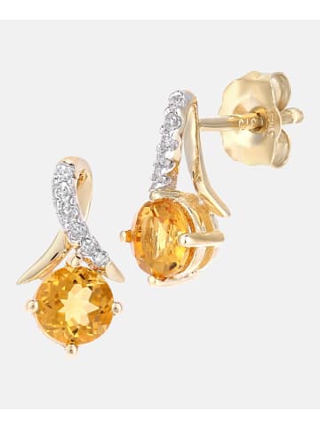 Diamant L'éternel Ohrstecker aus 375 Gelbgold mit Diamant mit Citrin